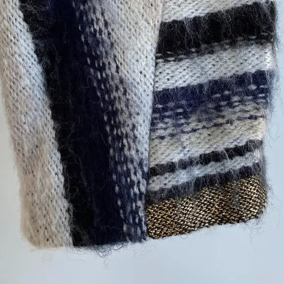 Vena Cava 💥 Stunning 💥 Gryphon cropped sweater jacket Blue Gold Tan White sz 4 - Picture 5 of 9